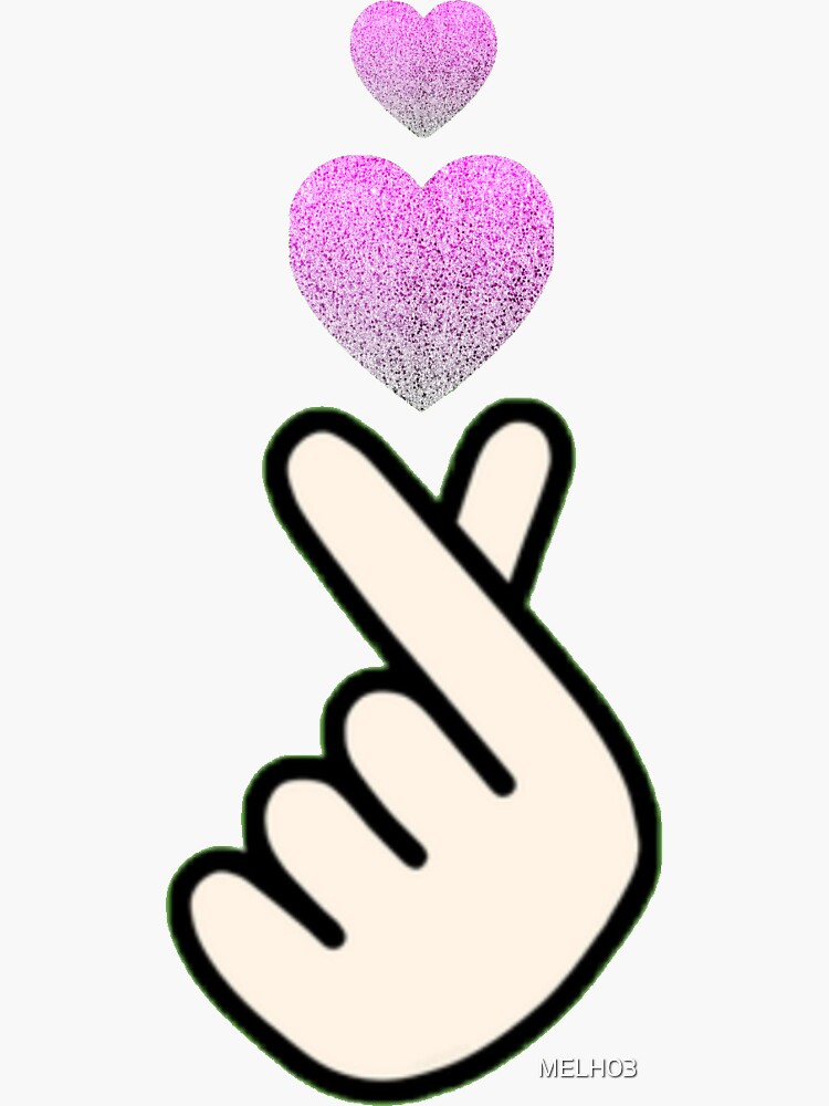 "korean Crossed fingers, Saranghae, I love you" Sticker by MELH03