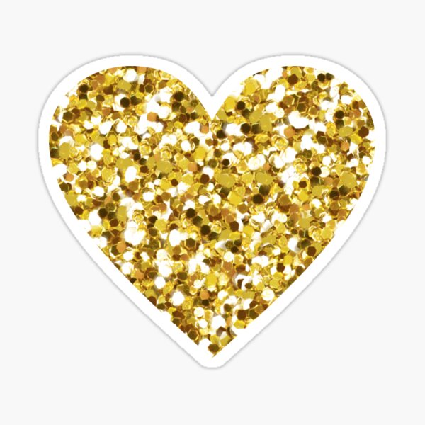 Gold Sparkling Glitter Heart Sticker For Sale By Flareapparel Redbubble