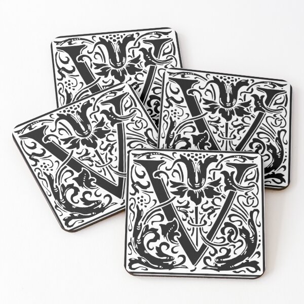 Item preview, William Morris Renaissance Style Cloister Alphabet Letter V designed and sold by Pixelchicken.