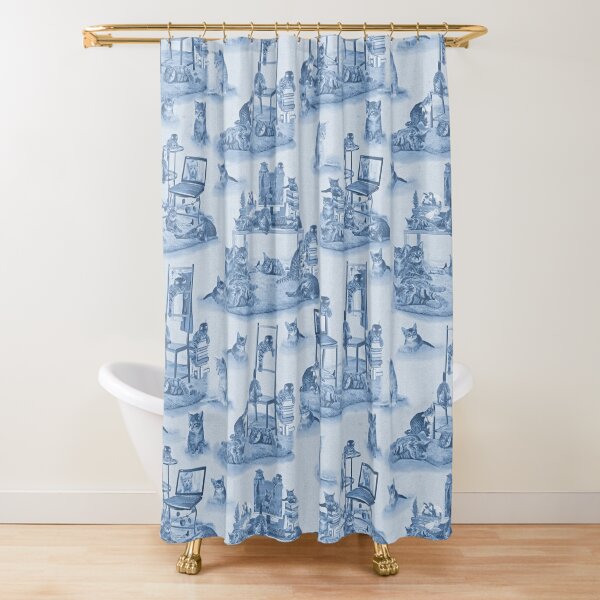 Working From Home Delft Blue Repeat Shower Curtain
