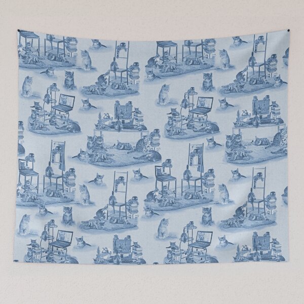 Item preview, Working From Home Delft Blue Repeat designed and sold by NadineMay.