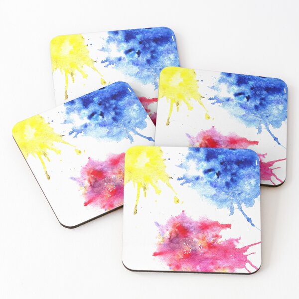 Item preview, Blue yellow red watercolor spots designed and sold by Zavyalova-art.