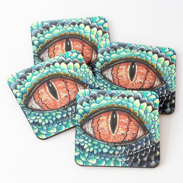Item preview, Teal and Black Dragon with orange eye designed and sold by Lynn Harriet.