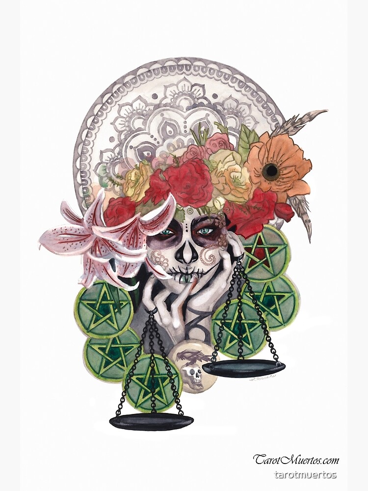Thumbnail 3 of 3, Poster, Six of Pentacles - Sies de Pentaculos designed and sold by tarotmuertos.