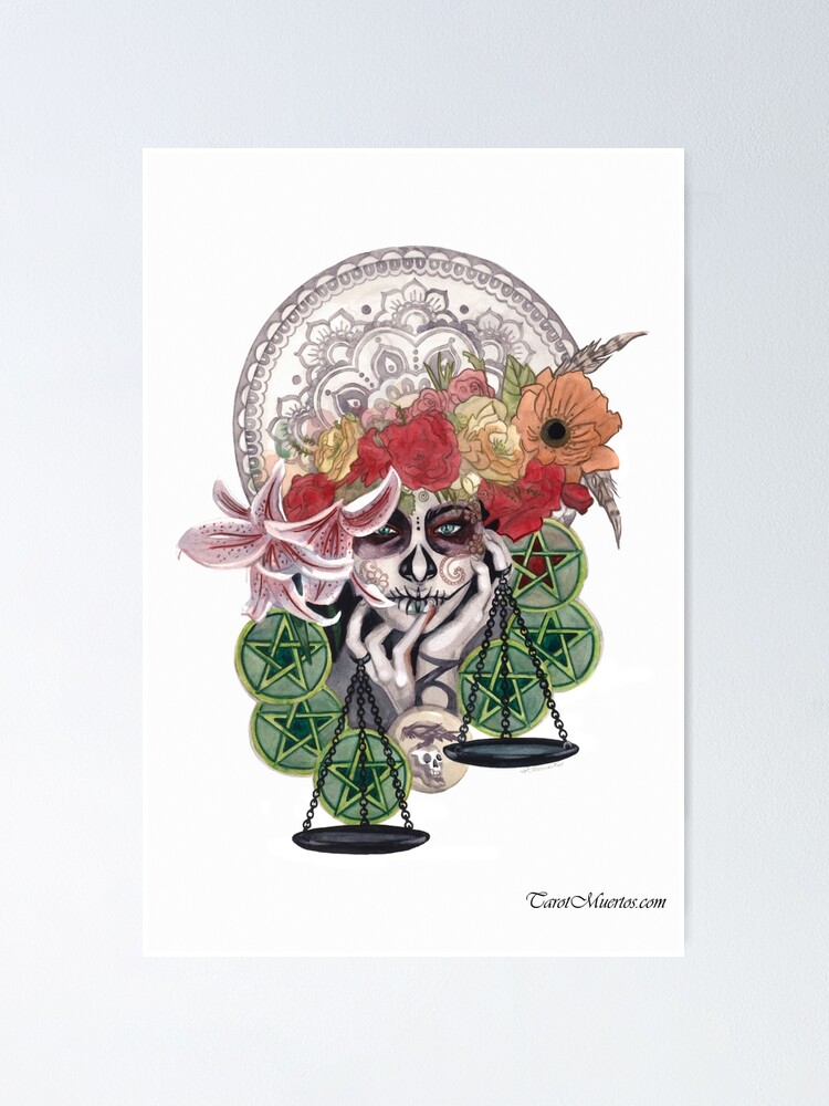 Thumbnail 1 of 3, Poster, Six of Pentacles - Sies de Pentaculos designed and sold by tarotmuertos.