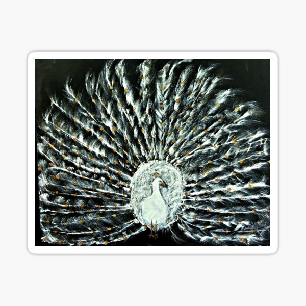 "White and Gold Peacock" Sticker by michelacurtis Redbubble