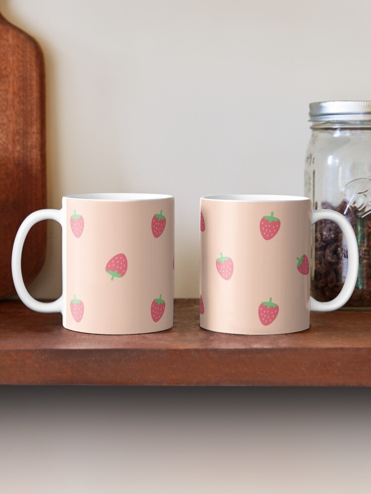Strawberry Mug Overprint, Cottagecore Aesthetic Mug, Cute Coffee