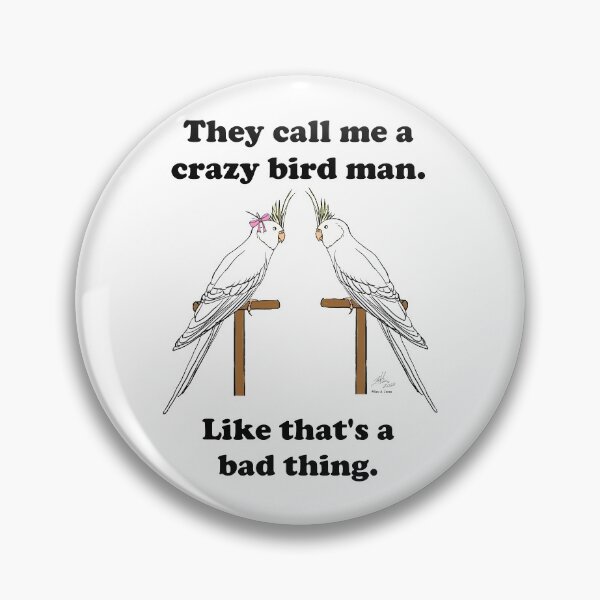 Item preview, Crazy Bird Man with White Faced Lutino Cockatiel designed and sold by Laughing Parrot Studio.