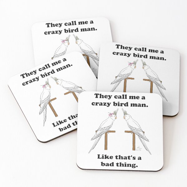 Item preview, Crazy Bird Man with White Faced Lutino Cockatiel designed and sold by Laughing Parrot Studio.
