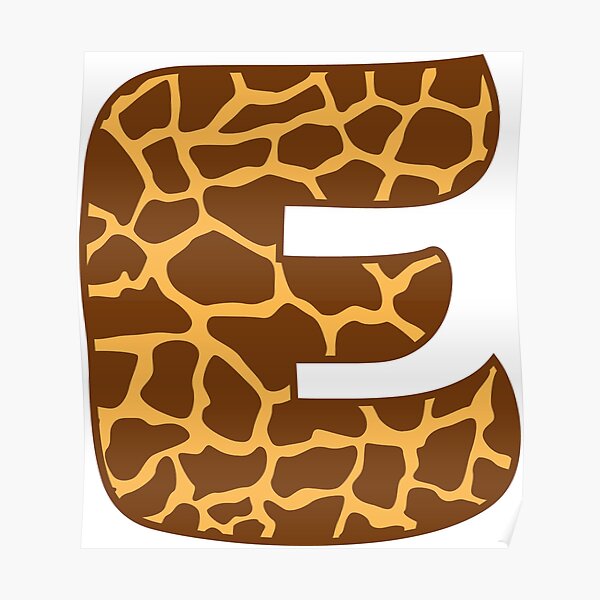 letter e initial giraffe animal fun print poster by centeringmychi redbubble