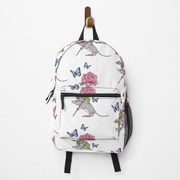 Item preview, Mouse With Pink Rose and Blue Butterflies, Fantasy Art designed and sold by JoyfulWhimsy.