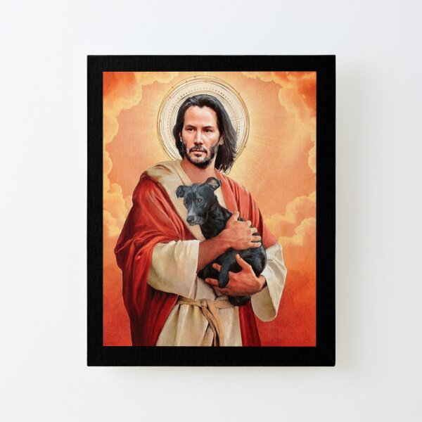 Keanu Christ w/dog Canvas Mounted Print