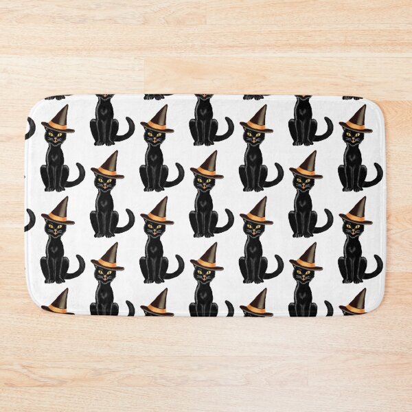 Item preview, Antique Inspired Black Cat in Witch Hat, Digital Painting, Single and Repeating Pattern designed and sold by Nicolette Olivier.