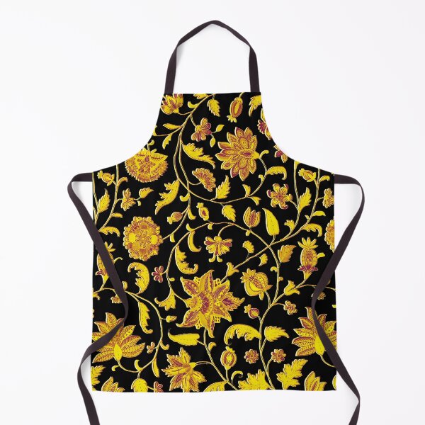 Item preview, GOLD YELLOW PURPLE POMEGRANATES ,POMEGRANATE FLOWERS,LEAVES IN BLACK Oriental Floral Swirls designed and sold by BulganLumini.