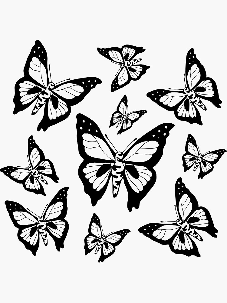 "butterfly aesthetic ink" Sticker by ilustraink Redbubble