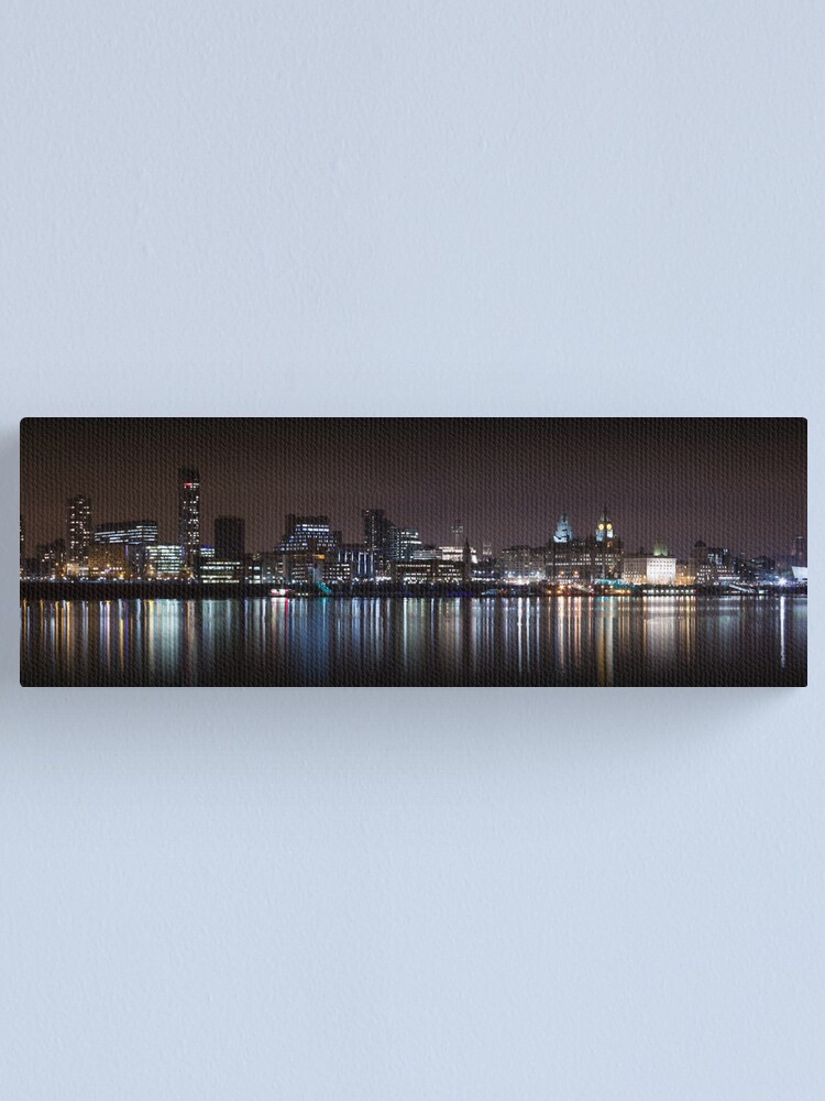 B/&W Liverpool Skyline Canvas Print Framed Panoramic Wall At Picture