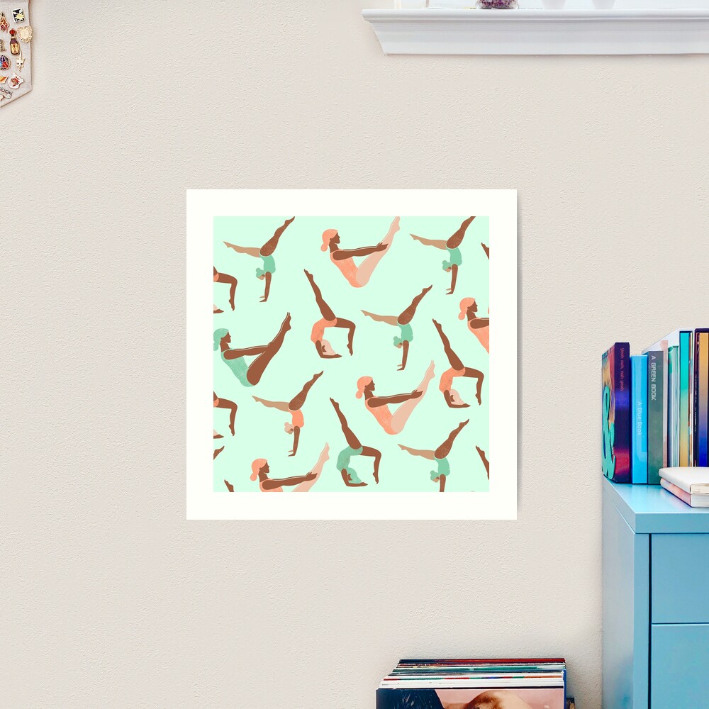 Aesthetic Pink and Teal Yoga Pattern Art Print for Sale by STAR10008