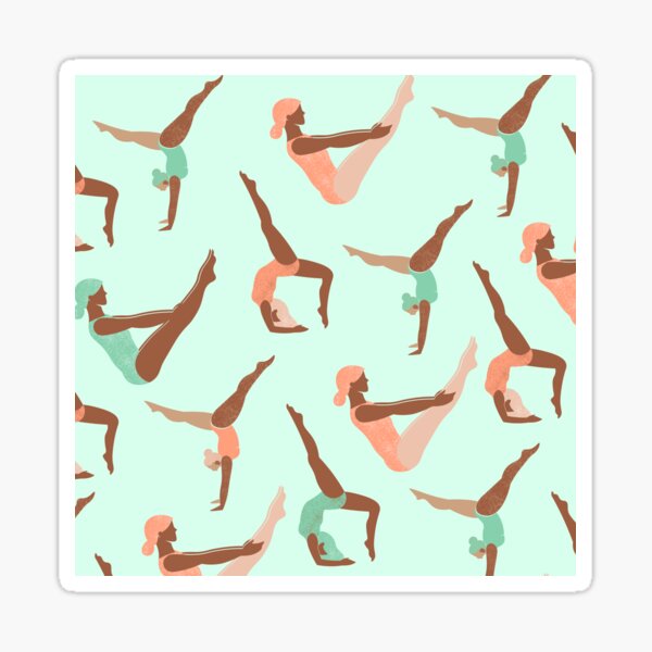 Aesthetic Pink and Teal Yoga Pattern Sticker for Sale by STAR10008