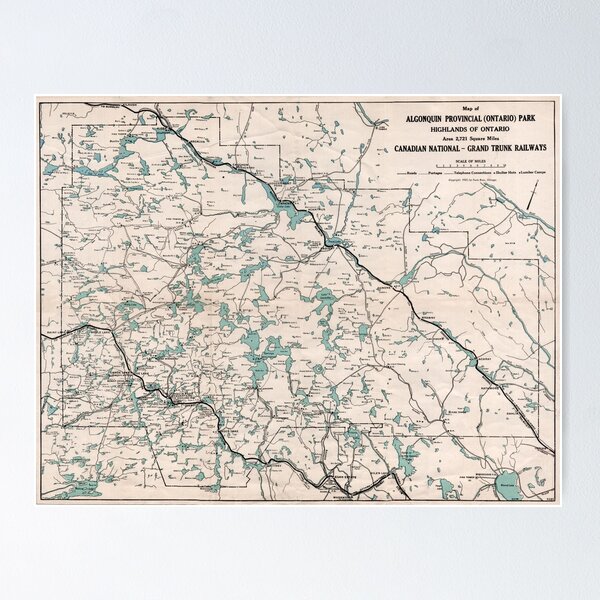Item preview, 1922 Algonquin Park Ontario Vintage Map designed and sold by Gin  Neko.