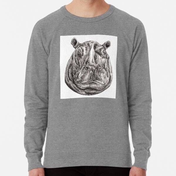 Inky Hippo Portrait Lightweight Sweatshirt