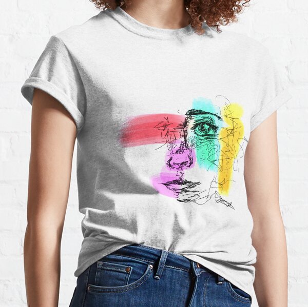 Half Face Scribbles Classic T-Shirt