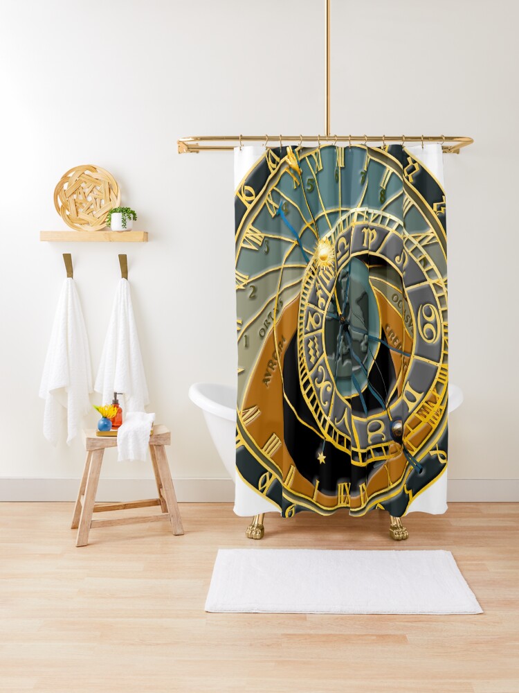 3D Curtain Printed Old Prague Astronomical Clock by Wellmira Made to Measure
