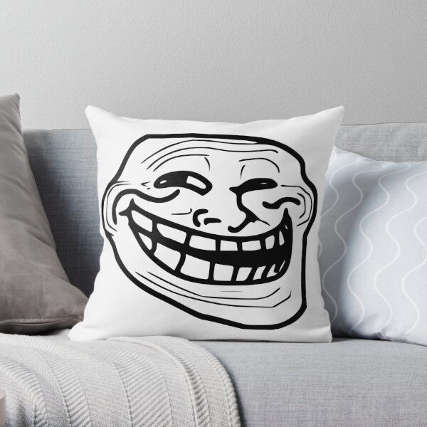 Troll Face Pillows Cushions Redbubble - sprite cry troll mask roblox