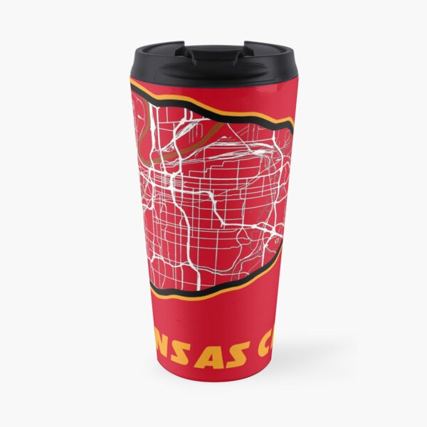 Kansas City Arrowhead Map in Chiefs Colors Travel Mug