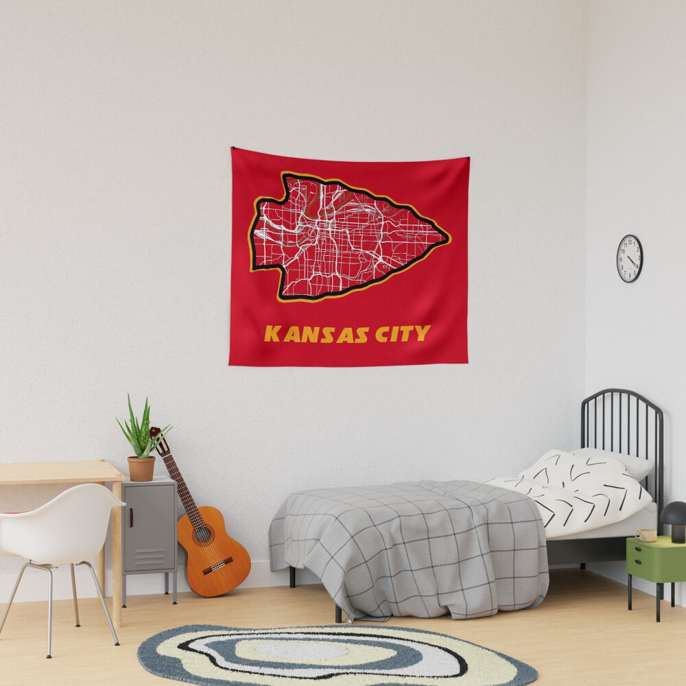 Kansas City Arrowhead Map in Chiefs Colors Tapestry for Sale by