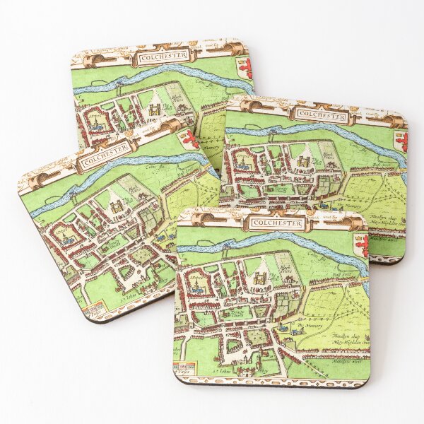 Item preview, Fayre towne Colchester 1662 Antique Essex Map designed and sold by katemargoli.