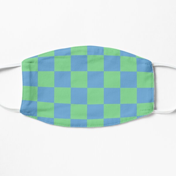 Earthbound Blue and Teal Checkerboard Flat Mask