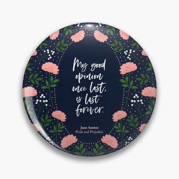 Item preview, Peach Floral and Blue Mr Darcy Good Opinion designed and sold by Bookish and Wonderful.