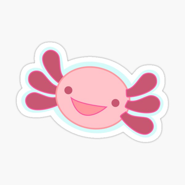 Smiling Pink Axolotl Yellow Ver Sticker By Emaxolotl Redbubble