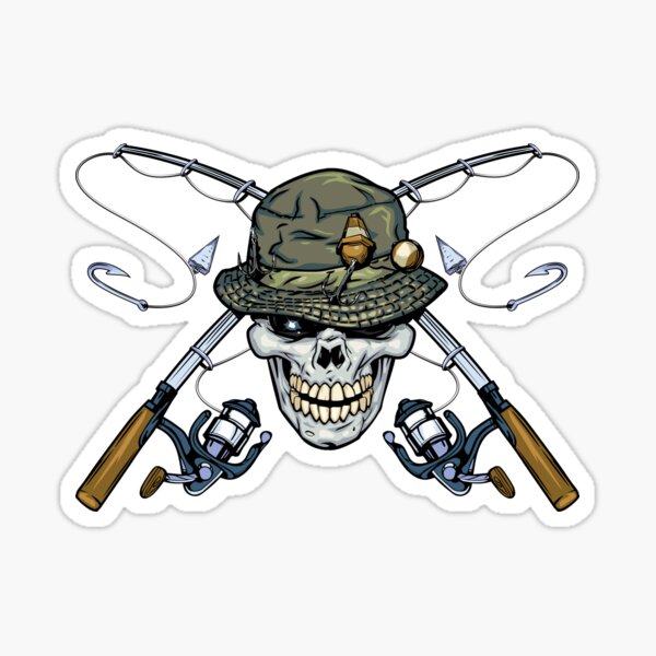 Skeleton Fishing Cowboy - Sticker