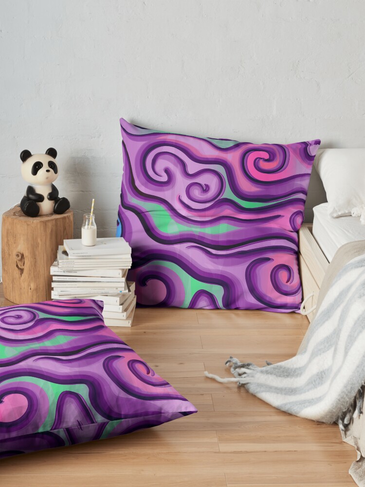 Alternate view of Psychedelic Swirls and Lines Pattern Floor Pillow