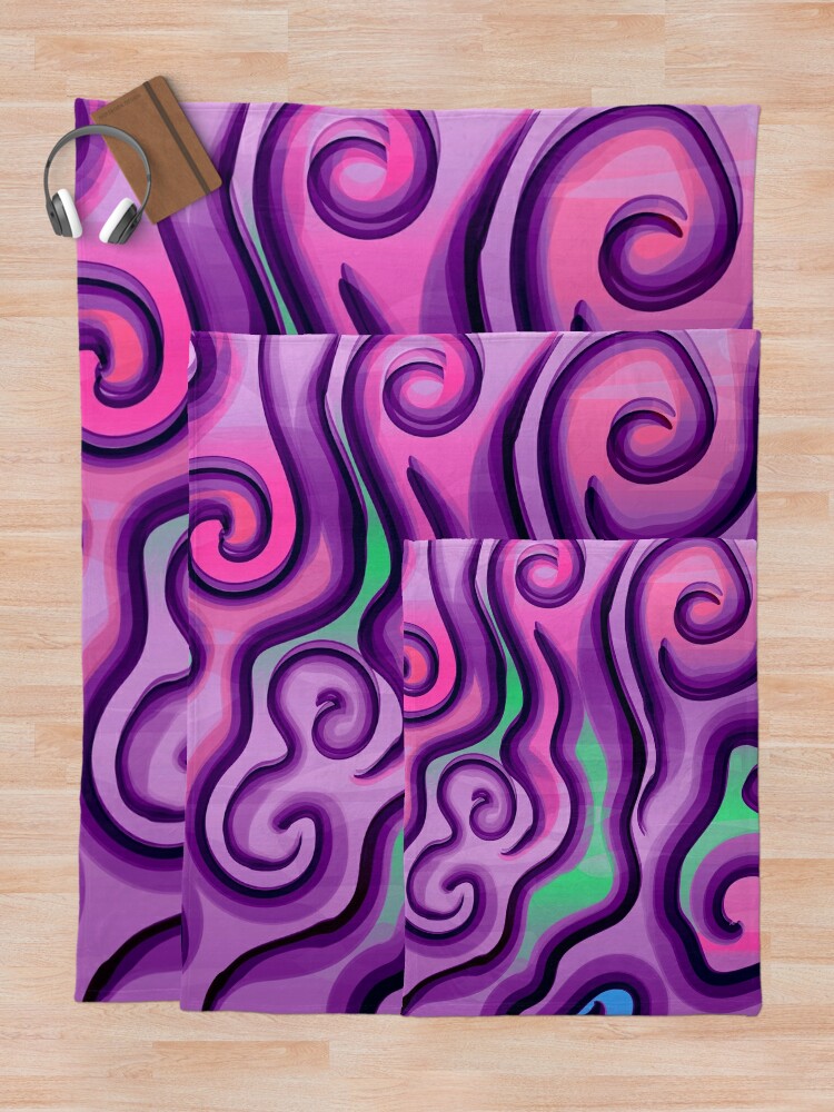 Alternate view of Psychedelic Swirls and Lines Pattern Throw Blanket