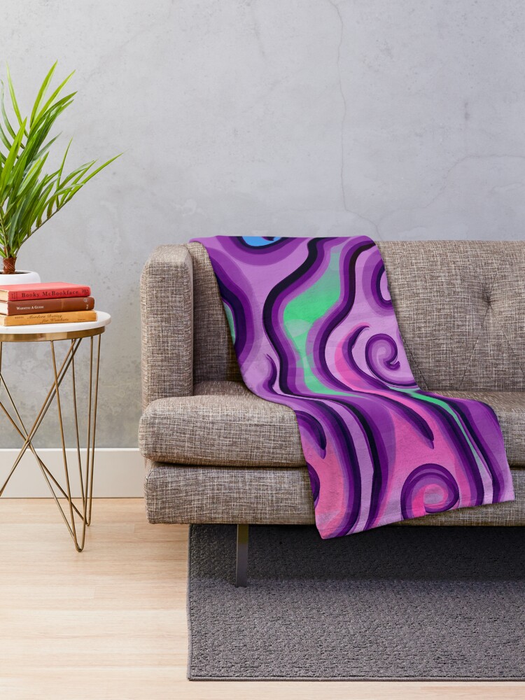 Alternate view of Psychedelic Swirls and Lines Pattern Throw Blanket