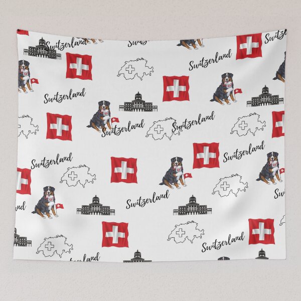 Item preview, Switzerland Flag Bernese Mountain Dog Design designed and sold by Traveledesigns.