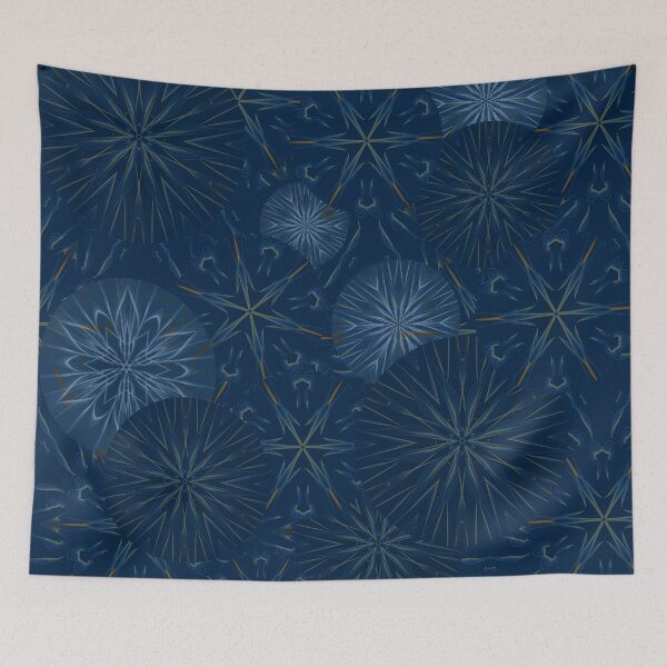 Item preview, Prussian Blue and Copper Mandala Geometric Pattern Set - variation 1- Larger scale  designed and sold by wild.geranium.design.