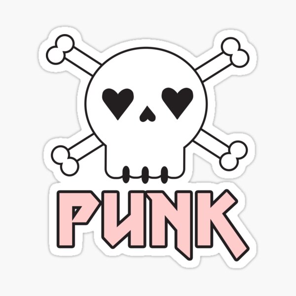 Skull and Cross Bones with Heart Eyes decal sticker - Pink 6 x 5 (0066)