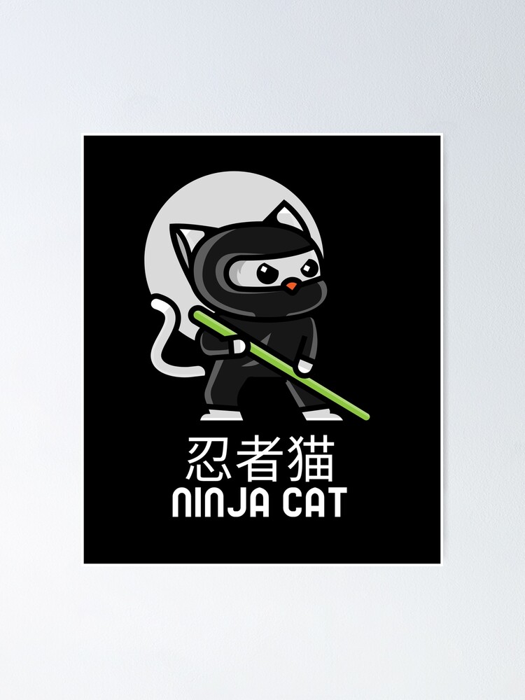 Poster Chat Ninja Dessin Anime Japonais Mignon Et Drole Par Borvicktees Redbubble