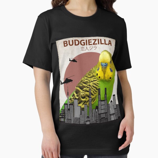Vista previa del artículo con la obra «Budgiezilla Periquito Periquito Periquito Loro Monstruo Gigante», diseñado y vendido por Animalzilla.