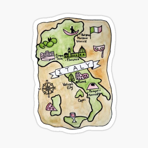 Item preview, Map of Italy designed and sold by Platinumfrog.