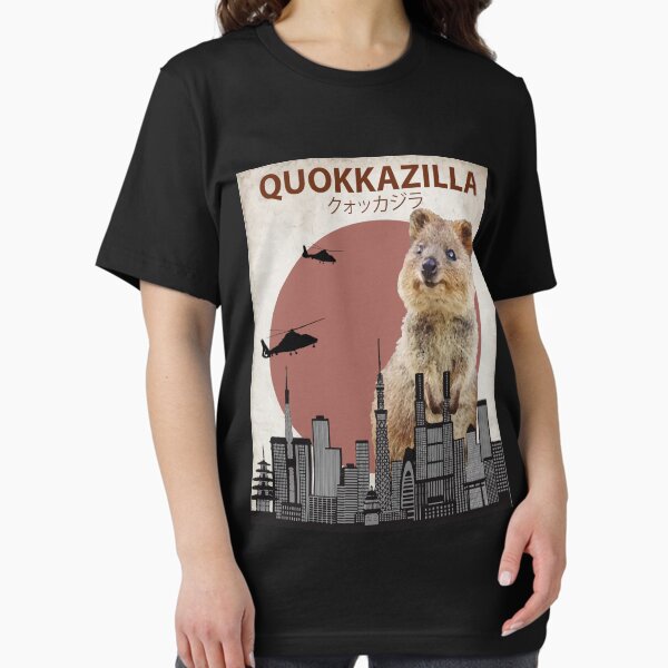 Vista previa del artículo con la obra «Parodia del monstruo gigante de Quokkazilla Quokka», diseñado y vendido por Animalzilla.