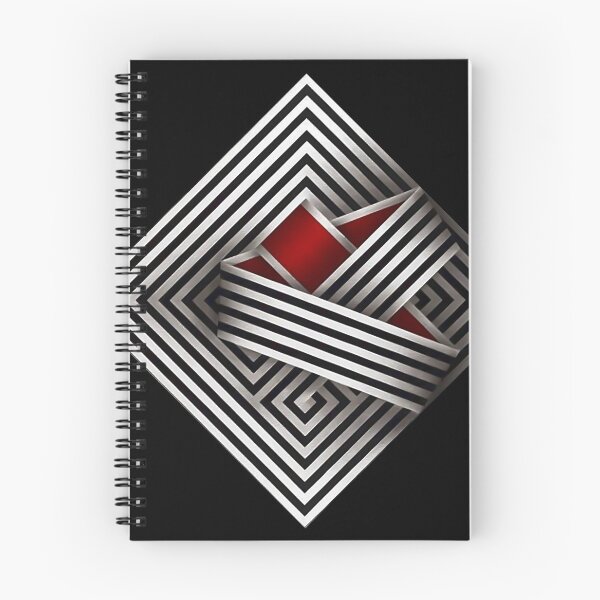 Item preview, folded black and white red shapes geometric painting Omar rayo op art lines stripes diamond square designed and sold by mariaa999.