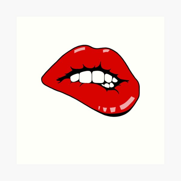 Biting Lip (red) Art Print