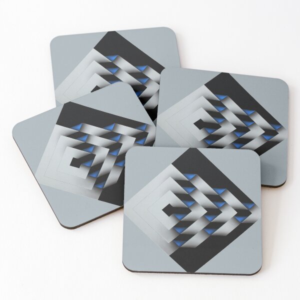 Item preview, folded black and white blue shapes geometric painting Omar rayo op art lines stripes diamond square designed and sold by mariaa999.