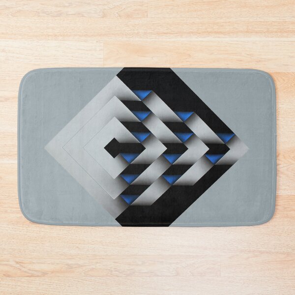 Item preview, folded black and white blue shapes geometric painting Omar rayo op art lines stripes diamond square designed and sold by mariaa999.