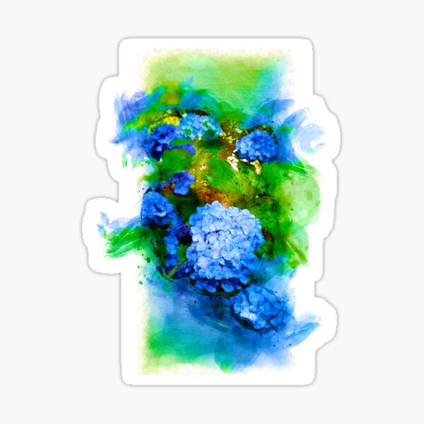 Vibrant Blue Hydrangea Watercolor Sticker