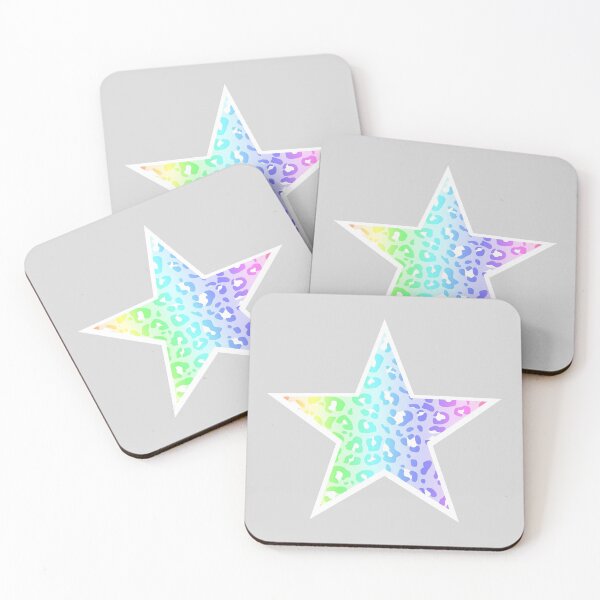 Item preview, Pastel Rainbow and White Leopard Print Star designed and sold by Bumblefuzzies.